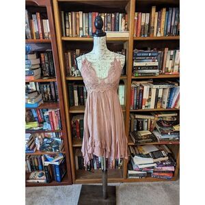 free people Adela pink mini slip dress sz xs